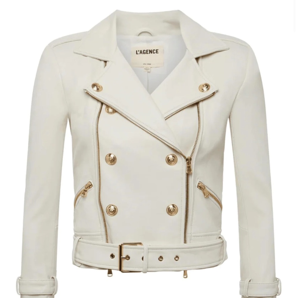 L'Agence Billie Belted Leather Jacket Size Medium